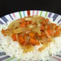 Riz thaï et compotée d'oignons et carottes au tamari