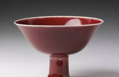 Red-glazed stemcup, China, Ming, Yongle reign (1403-24)