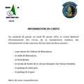 Information du CNEFG - Entrainements et exercices sur la commune du vendredi 6 au lundi 9 janvier 2023