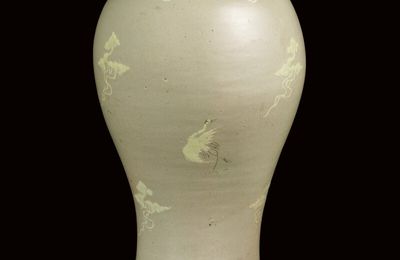 A rare Korean slip-painted celadon meiping, Koryo dynasty, 12th century