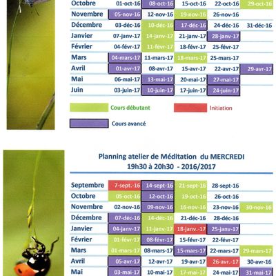 Dates méditation 2016/2017 modifiées au 05/09