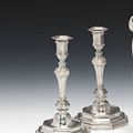 A pair of French provincial silver candlesticks, possibly for Claude-François Ricourt, Lille 1745.
