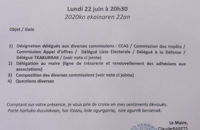 Réunion du 22 juin à 20h30 -