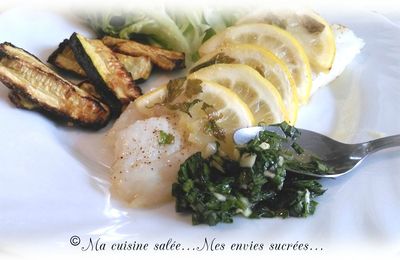 PAPILLOTES DE POISSON A LA GREMOLATA - FRITES DE COURGETTE AU PECORINO