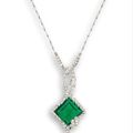 An Art Deco 10.00 carats Colombian Emerald, Natural Pearl and Diamond Pendant Necklace, Circa 1920