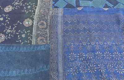 Couverture Kantha, brodé main, réversible, modèle unique