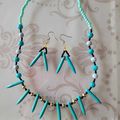 Collier et boucles perles turquoise