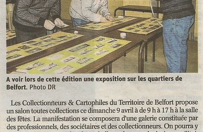 Salon 2017, article de L’Est Républicain du 6 avril annonçant la manifestation de Belfort