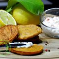 Blinis de patate douce et rillettes de truite