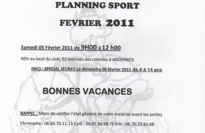 Planning Sport - Février