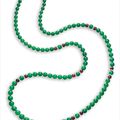 A Type A Jadeite Bead, Rubellite and Diamond Necklace