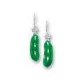 Pair of jadeite "peapod" and diamond pendant earrings