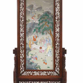 A rare and large famille rose porcelain plaque, Daoguang period (1821-1850)