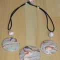 Collier fimo rose et gris