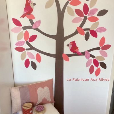 Stickers prénom et arbre sur le thème tropical et des perroquets 🦜 