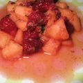 Melon & framboises au sirop de Muscat & gingembre
