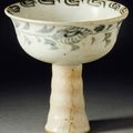 Stem Cup with Cursive Floral Scrolls, Yuan dynasty 