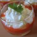 Verrine concombre feta et son coulis de poivron