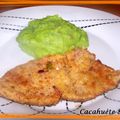 Escalope panée, purée de petits pois