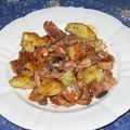 Poulpe braisé et pommes de terre sautées 