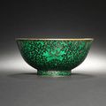 A rare famille noire and green-enamelled bowl. Qianlong seal mark and of the period