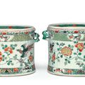 A pair of famille verte wine coolers, Kangxi period (1662-1722)