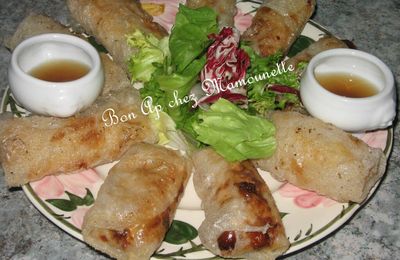 Nems au porc carotte échalote vermicelle chinois sauce soja