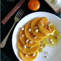 SALADE DE COURGE BUTTERNUT, VINAIGRETTE A LA MANDARINE-CURCUMA-POIVRE ROSE & NOISETTES