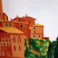 - ABBAYE DE MONTBENOIT - expo -huile sur toile  50 X40 - SIENNE -
