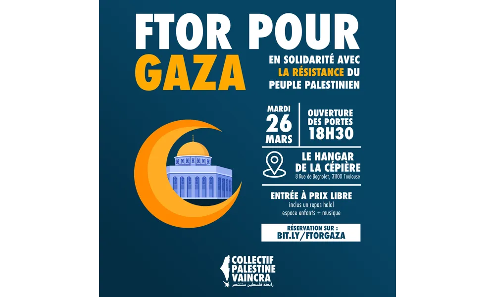 Mardi 26 mars à Toulouse, ftor de solidarité avec Gaza !