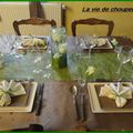 TABLE VERTE ET BRUNE