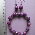 Bracelet + boucles d'oreilles : tons violet, mauve