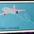Un avion gris ... une touche de broderie ... une carte d'anniversaire masculine !!
