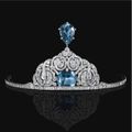 Fine and Important Aquamarine and diamond aigrette tiara, Cartier, 1912