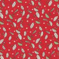 coupon tissu patchwork fantaisie rétro vintage, rouge, marron, env. 50x50 cm