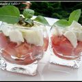 Verrine aux couleurs de l'Italie : tomate, mozarella di buffala,crème de basilic à l'huile d'olive de Toscane