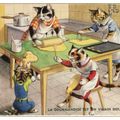 Chats et préparation gâteaux vintage