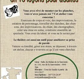 Spa : 9/01/2017 tous les lundis, venez nous rejoindre à l'atelier Devenez comédien d'un soir