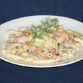Macaroni aux fruits de mer et saumon frais