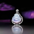 Icy lavender jadeite 'Laughing Buddha', diamond and purple diamond pendent necklace
