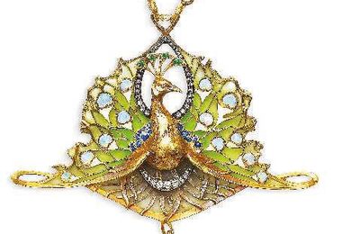 Art Nouveau opal, emerald, diamond and enamel pendant/brooch, Henri Vever