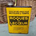 Ancien Bidon Publicitaire d'Huile Moteur 2T Roques & Lecœur Collection Garage 2L