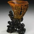 A Finely Carved Rhinoceros Horn 'Landscape' Libation Cup, 17th-18th Century