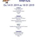 menu de la cantine scolaire du 14/01/2019 au 18/01/2019