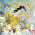 LE PHO (Vietnam 1907 - France 2001) - Femme aux fleurs jaunes (Woman with yellow flowers) 