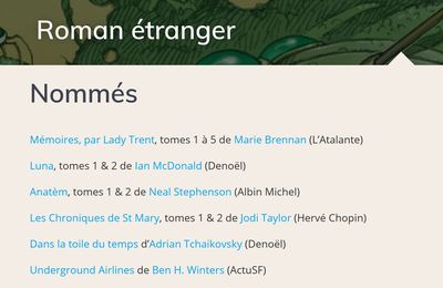 Les chroniques de Saint-Mary, de Jodi Taylor sélectionnées pour le Grand Prix de l'Imaginaire 2019
