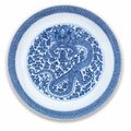 A rare blue and white 'dragon' dish, Kangxi six-character mark and of the period (1662-1722)