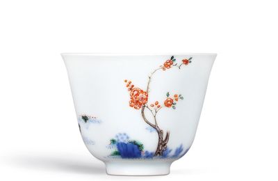 A Famille-Rose ‘Apricot Blossom’ Month Cup, Mark and Period of Kangxi (1662-1722)