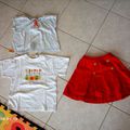 LOt jupe rouge"galipette"+2 tee shirts