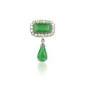 Emerald and diamond pendant, 19th century